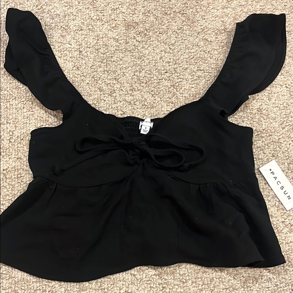 Pacsun Black Ruffle Crop Top